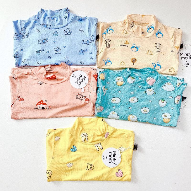 Bộ dài tay giữ nhiệt cổ 3 phân Minky Mom