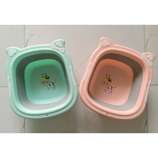 Thau rửa mặt gấp gọn Mẫu BÒ VUÔNG cho bé sơ sinh/ Chậu rửa mặt (được chọn màu)