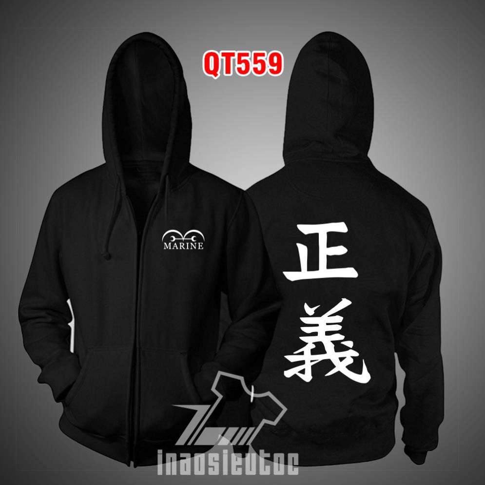 HOT - Áo khoác đen One Piece Hải quân Marines