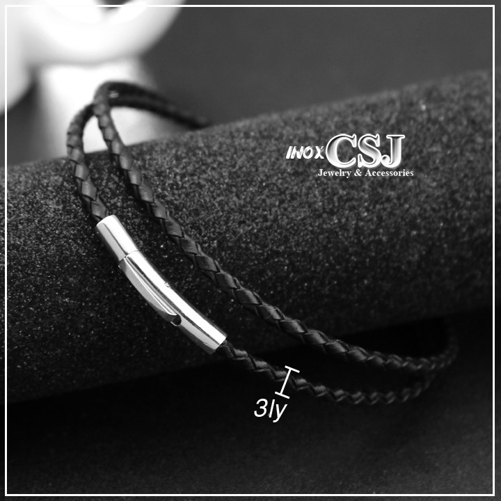 DÂY CHUYỀN ĐEN 3LY DA XỊN KHÓA INOX VIP