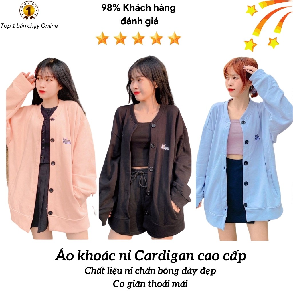 Áo khoác nỉ bông Cardigan KN11 Lazy Puppy hình cún con dễ thương, siêu xinh, chất liệu cao cấp, co giãn thoải mái | BigBuy360 - bigbuy360.vn
