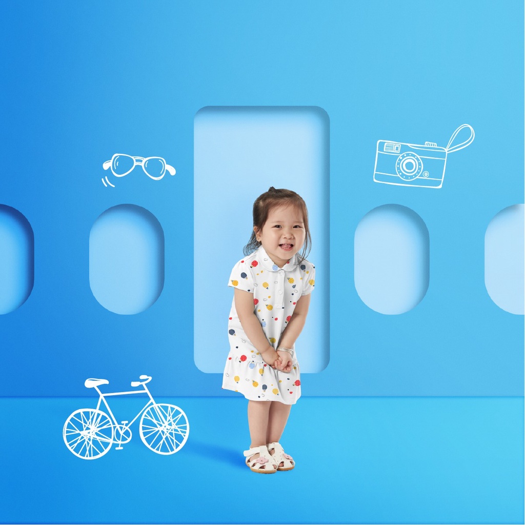 Đầm bé gái cộc tay mùa hè cao cấp Lullaby thời trang bé gái đi học đi chơi mát mẻ