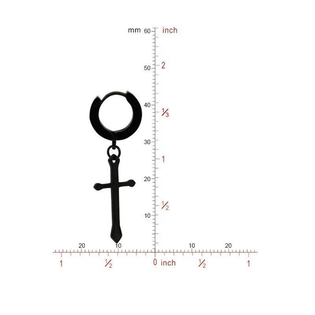 Khuyên tai thép titan hình thánh giá độc đáo thời trang unisex