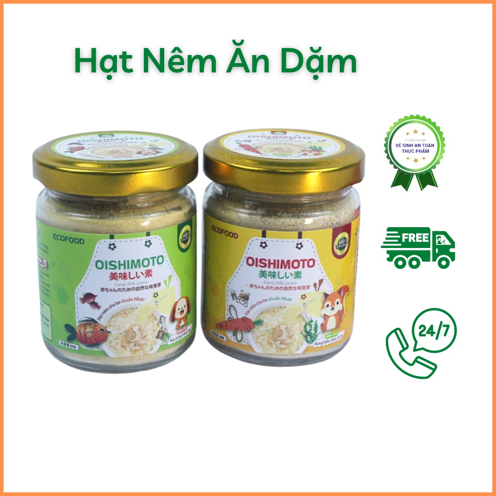 Hạt nêm cho bé ăn dặm, gia vị ăn cho bé Oishimoto vị rau củ, nấm rong biển 50g thơm ngon và đảm bảo vệ sinh ATTP