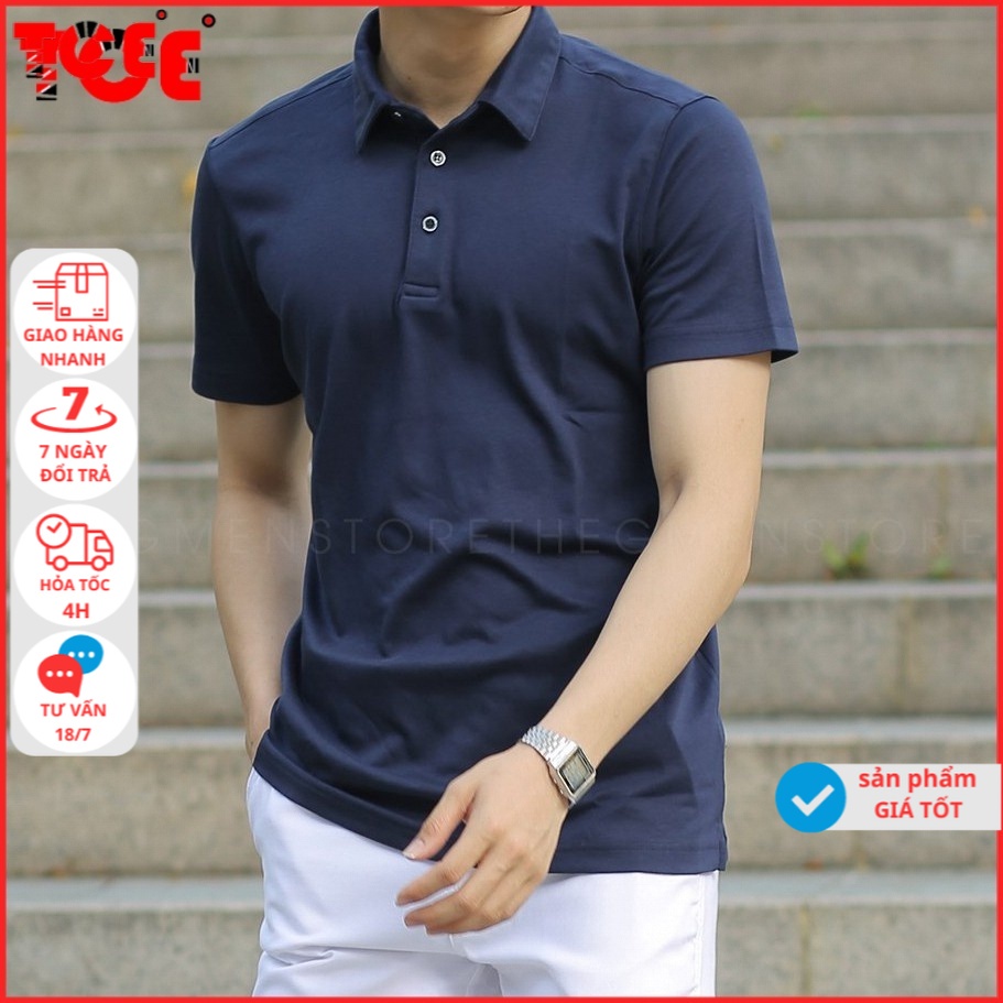 Áo thun nam cổ bẻ ngắn tay kiểu dáng polo trẻ trung vải cotton co dãn | BigBuy360 - bigbuy360.vn