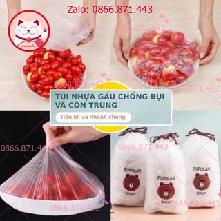 ⚡𝐅𝐑𝐄𝐄𝐒𝐇𝐈𝐏⚡ Combo 100 Màng Bọc Thực Phẩm Có Chun Co Dãn Tái Sử Dụng Được Kèm Túi Gấu - QA
