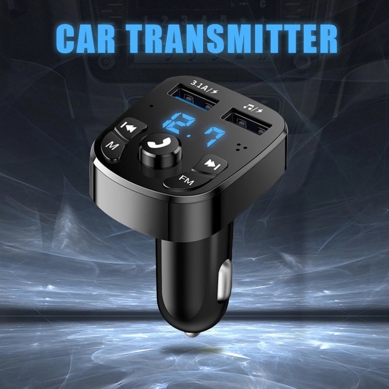 Máy nghe nhạc bluetooth 5.0 FM hỗ trợ gọi rảnh tay sạc nhanh hai cổng USB cho xe hơi