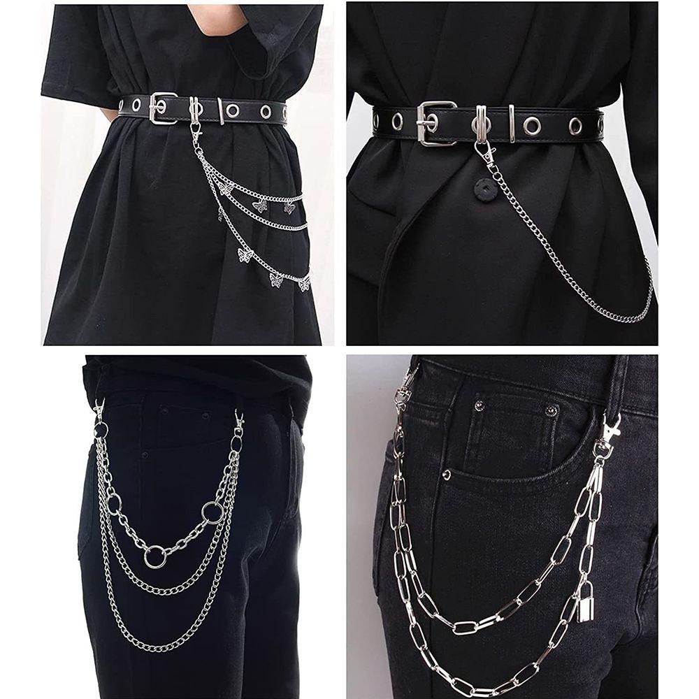 Set 6 Dây Xích Nhiều Lớp Đeo Thắt Lưng Quần Jean Phong Cách Hip Hop Cổ Điển