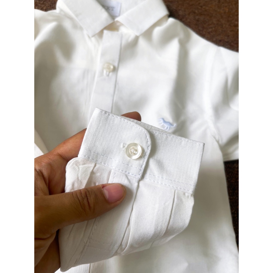 Áo sơ mi tay dài màu trắng dành cho bé trai 20 - 30 kg
