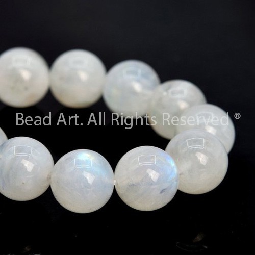 Hạt Đá Mặt Trăng (Moonstone) Ánh Cầu Vồng 7.8-7.9MM (Loại A), Mệnh Kim, Thuỷ, Đá Phong Thuỷ, Chuỗi Hạt S46