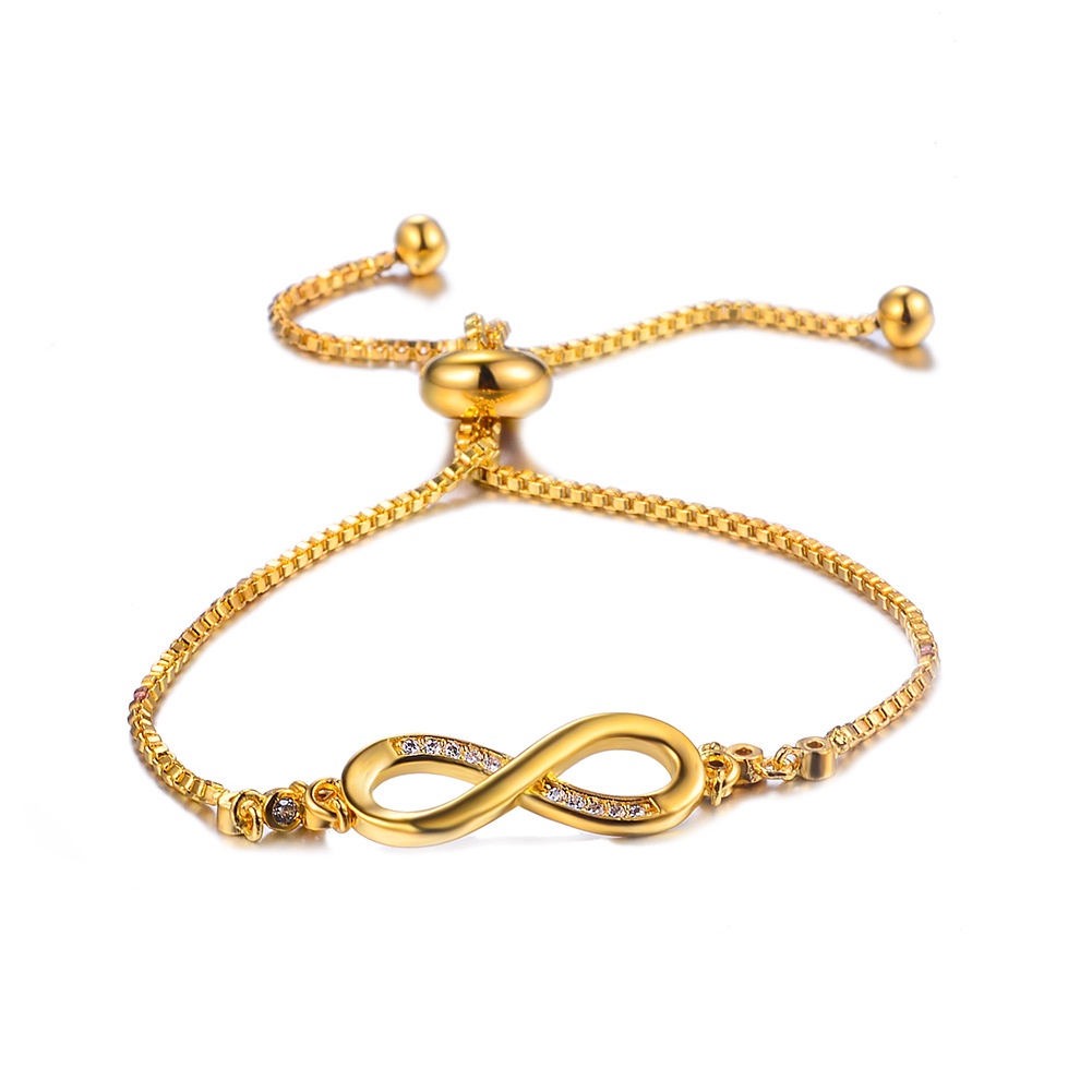 Vòng Tay Mạ Vàng 18K Đính Đá Zircon Hình Vô Cực Thời Trang Cho Nữ 925