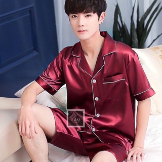 Đồ Bộ Pijama Lụa Nam Nữ Mặc Nhà Tay Ngắn Quần Đùi Mùa Hè Mango Cao Cấp Bộ Đồ Ngủ Nam Nữ Lụa Siêu Xinh V45