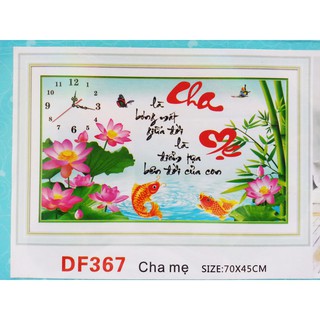 Tranh đính đá đồng hồ cha mẹ DF367