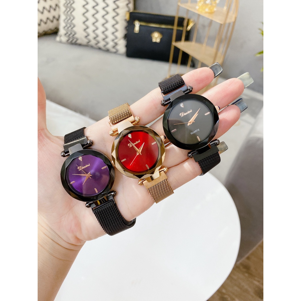Đồng Hồ Nữ Đẹp, Đồng Hồ Dimini Đeo Tay Thời Trang Cao Cấp Viền Kim Loại Dây Thép Chống Nước