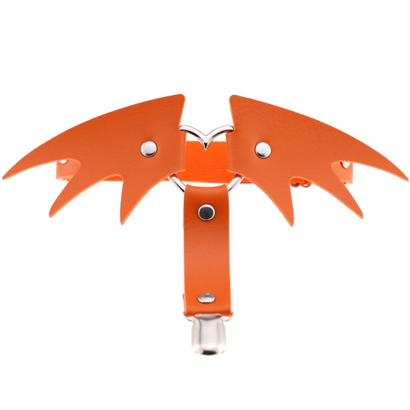 Xiangbao Đai Nịt Bít Tất Da Giả Phối Vòng Kim Loại Hình Trái Tim Phong Cách Gothic Punk Halloween Có Thể Điều Chỉnh