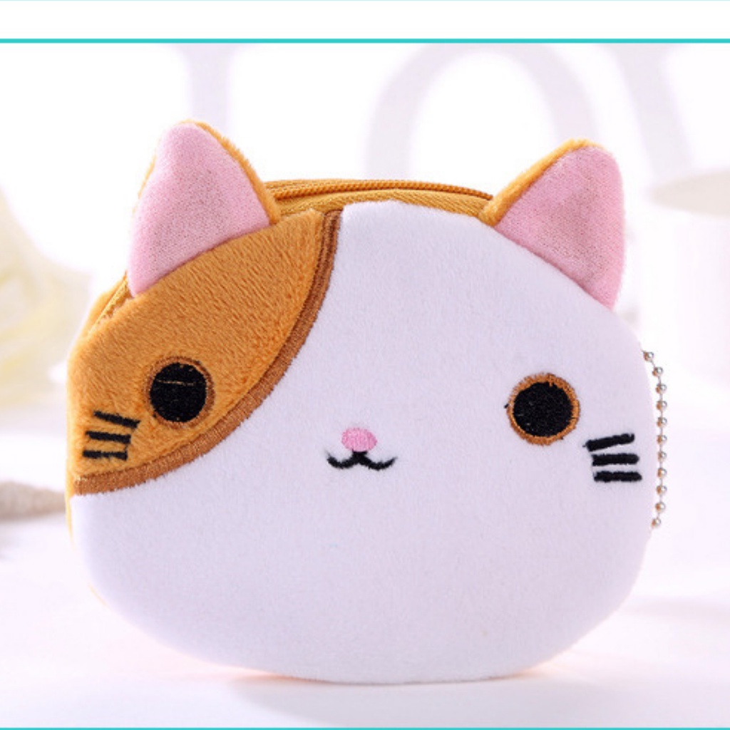 Ví cầm tay SHOPPA nữ đựng tiền xu vải nhung mềm mịn hình mèo cute xinh xắn dễ thương dành cho nữ giá rẻ