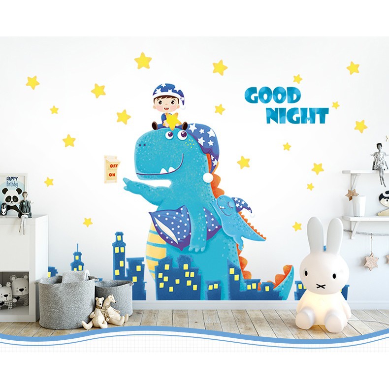 Decal dán tường Khủng long tắt đèn A54 - Decal dán tường Hàn Quốc | BigBuy360 - bigbuy360.vn