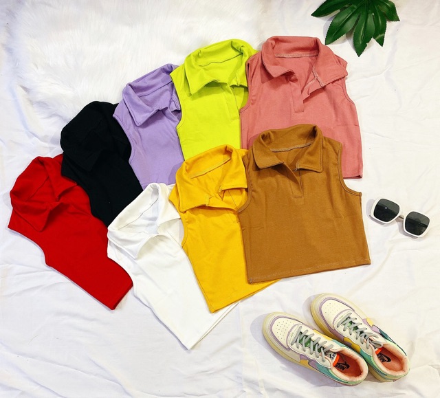 [ Mã WASTAPR giảm 10K đơn 50K] Áo croptop body cổ bẻ sát nách trơn | BigBuy360 - bigbuy360.vn