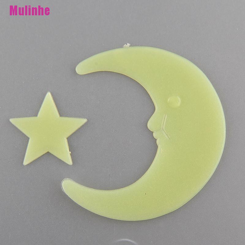 [Mulinhe] Sticker Dán Tường Bằng Nhựa Dạ Quang Hình Trăng Sao Hoạt Hình Trong Bóng Tối Cho Trẻ Em