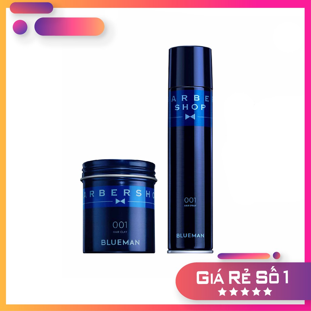 Combo Sáp Vuốt Tóc 90g + Gôm Xịt Tóc 420ml Nam BLUEMAN BARBER SHOP Tạo Kiểu, Giữ Nếp Chuẩn Salon