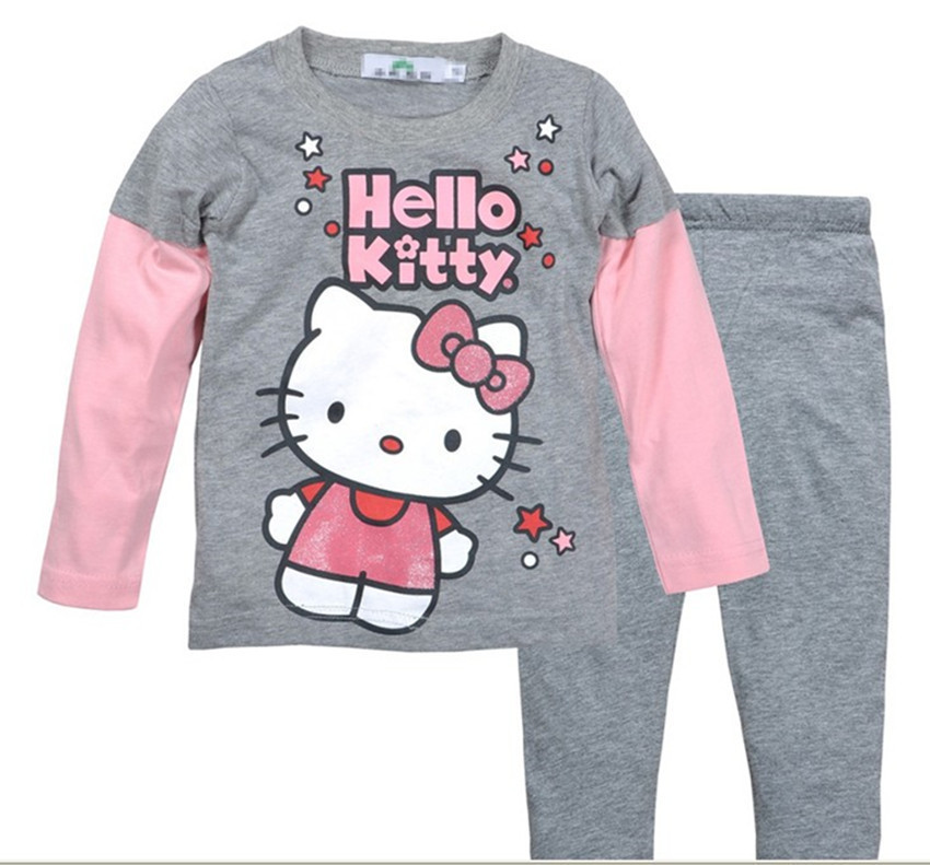 HELLO KITTY Bộ Đồ Ngủ Pijama Dài Tay In Hình Heo Peppa Dễ Thương Cho Bé Từ 1-7 Tuổi