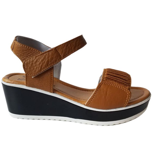 Giày sandal đế xuồng nữ da bò BIGGBEN HKD076