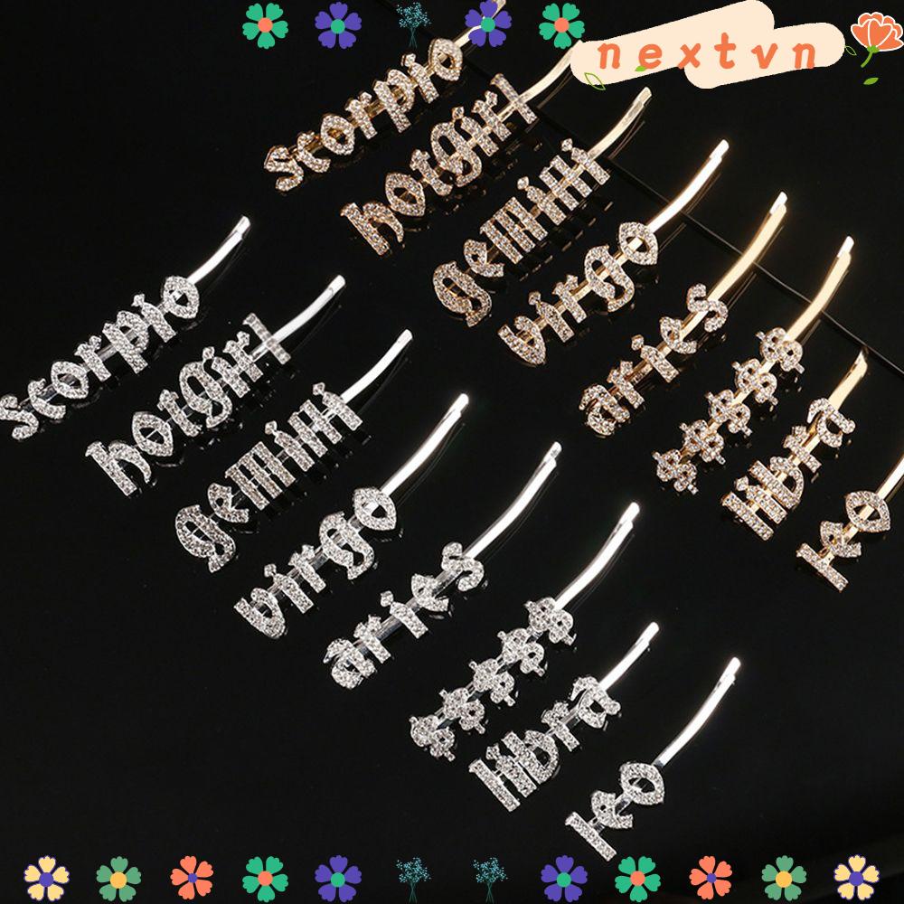 Kẹp tóc hình chữ chòm sao đính đá lấp lánh thời trang sang trọng cho nữ