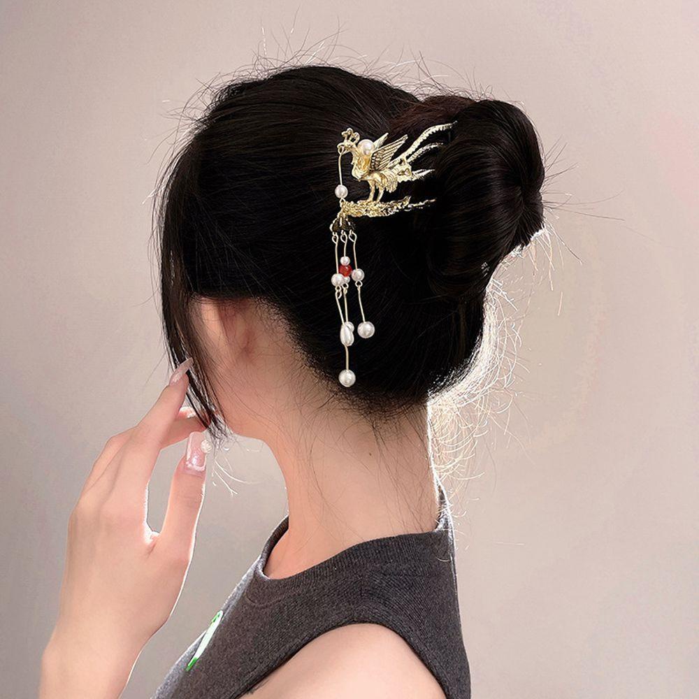 Trâm Cài Tóc Hình Chim Phượng Hoàng Bằng Kim Loại Phong Cách Trung Hoa Cổ Điển