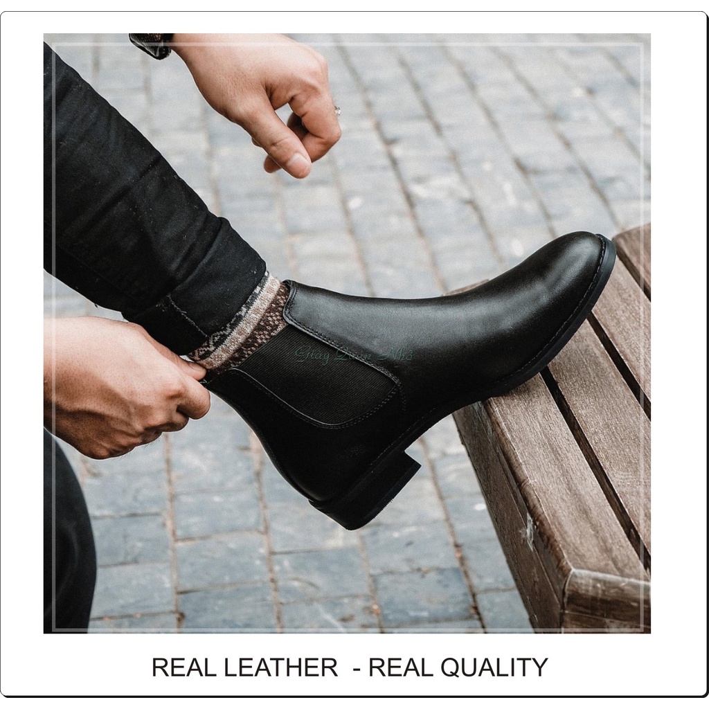 Giày Boots nam cổ lửng Menpza 100% da bò từ trong da ngoài, dáng đẹp, da mềm, không hôi chân