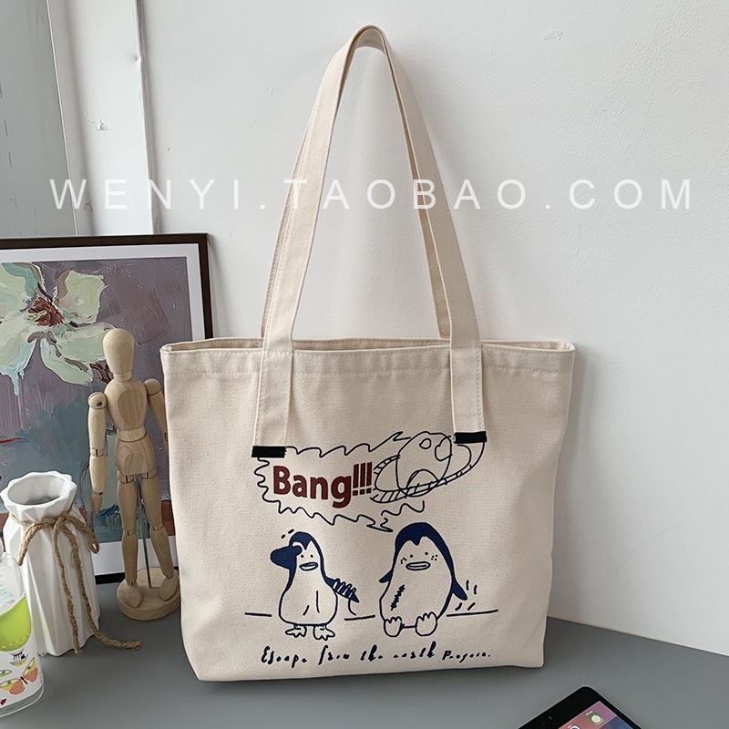 Túi Xách Canvas Sức Chứa Lớn Thiết Kế Đơn Giản Thời Trang Cho Nữ