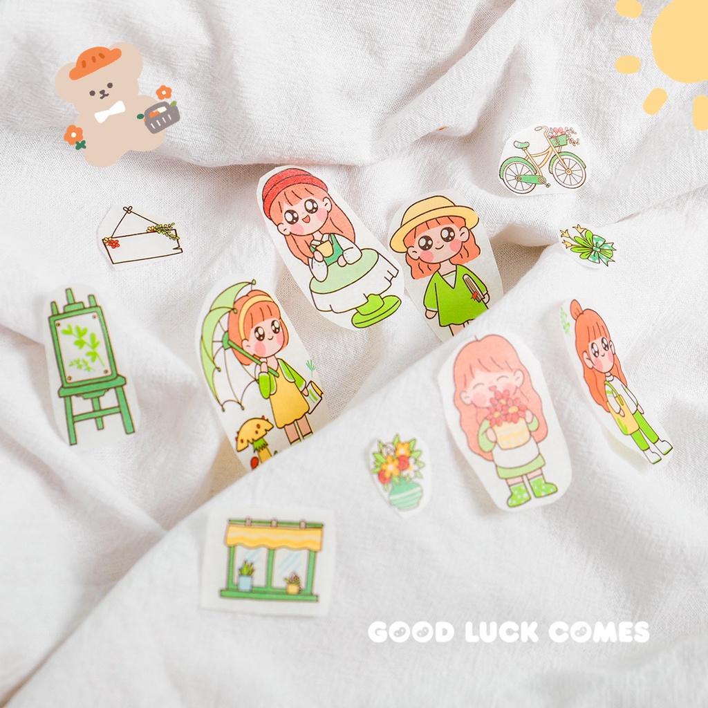 Sticker cute anime dán sổ mũ bảo hiểm tấm xinh xắn DIY Crafts, Scrapbook, Journal, Diary, Planner, Wal Sea dải chữ nhật