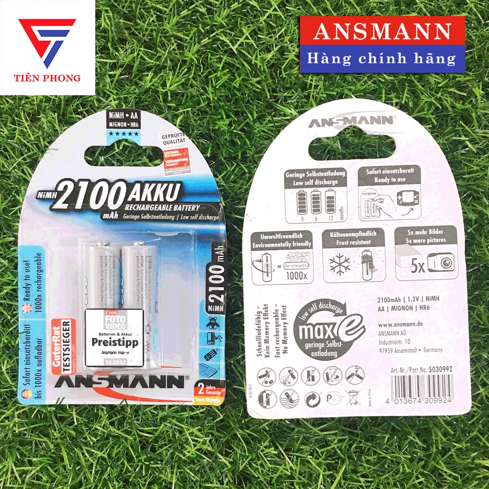 [FREESHIP] Pin sạc Ansmann tiểu AA 2500Mah, 2100mah Chính hãng