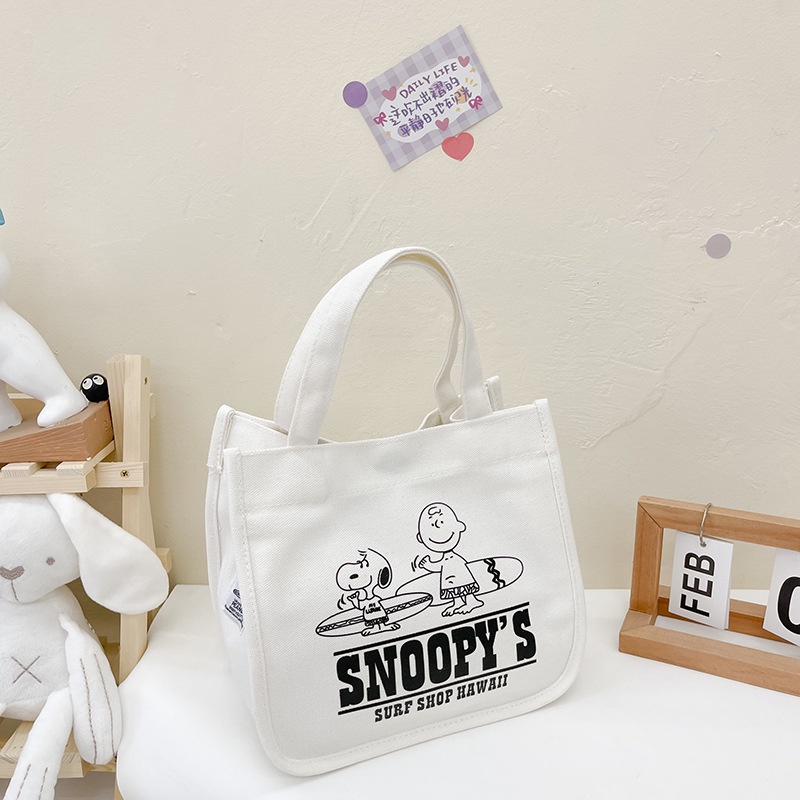 Túi Xách Vải canvas Cỡ Lớn Đa Năng In Hoạt Hình Snoopy Dễ Thương