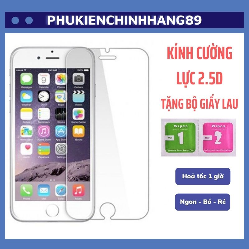 Kính Cường Lực Ip ⚡Kính Cường Lực Ip 2.5D Trong Suốt Dành Cho Ip Full Dòng  - MOBILE89