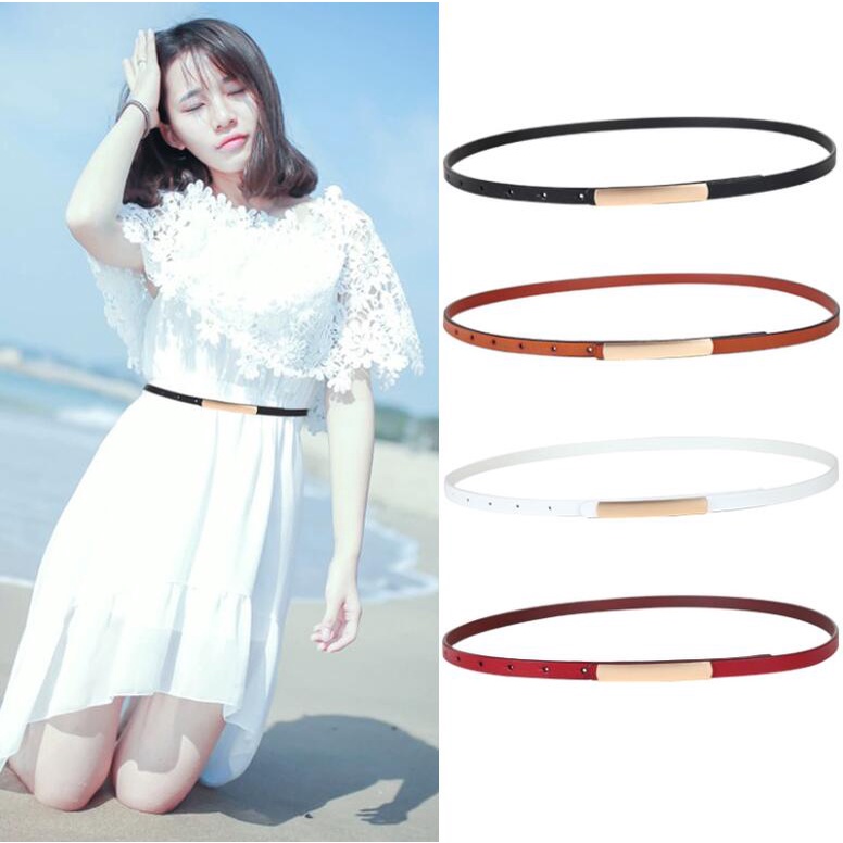 Thắt Lưng Da Thật Màu Đen Khóa Kim Loại Thời Trang Cho Nữ