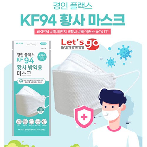 Khẩu Trang Hàn Quốc 4 lớp Lọc Đến 94% Bụi Mịn KF94 MASK (1 Chiếc/ Size Lớn)