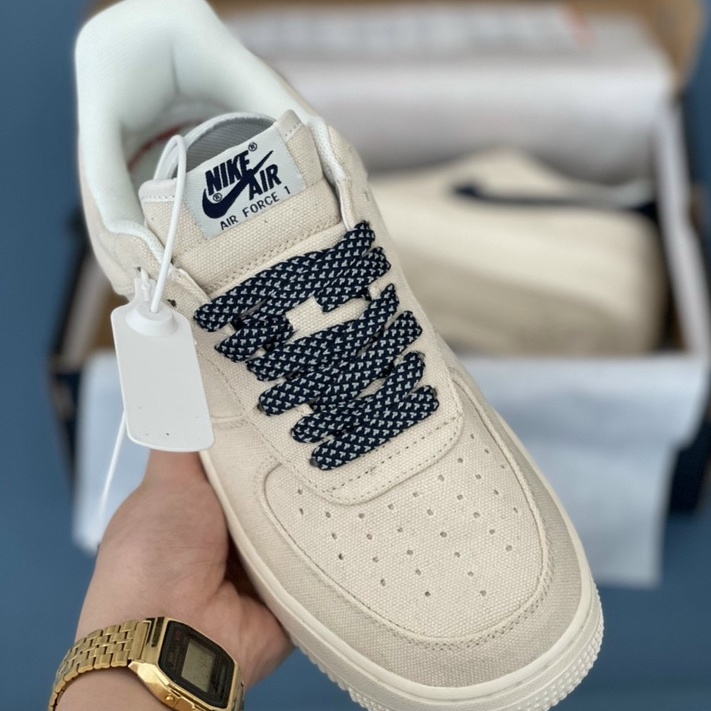 Giày thể thao Air Force 1 Beige Deep Blue, Af1 phối màu vệt xanh mới nhất