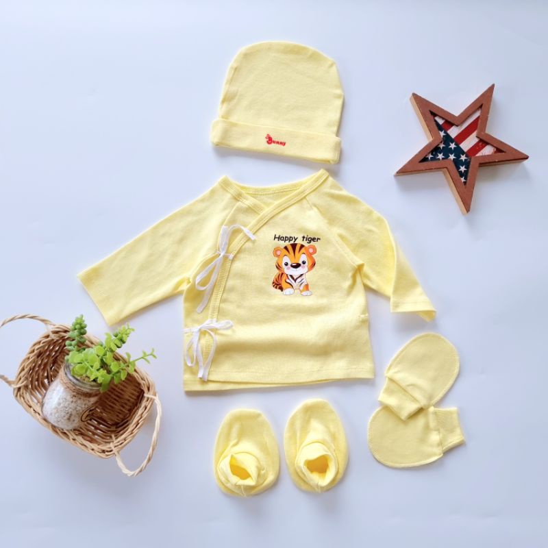 Set áo sơ sinh kèm mũ bao tay vớ chân chất cotton mềm mại