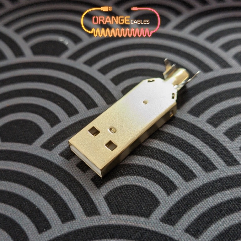 Đầu USB A 2.0 mạ niken, Lõi nhựa màu trắng 4 pins, Housing 2 mảnh Mạ Vàng