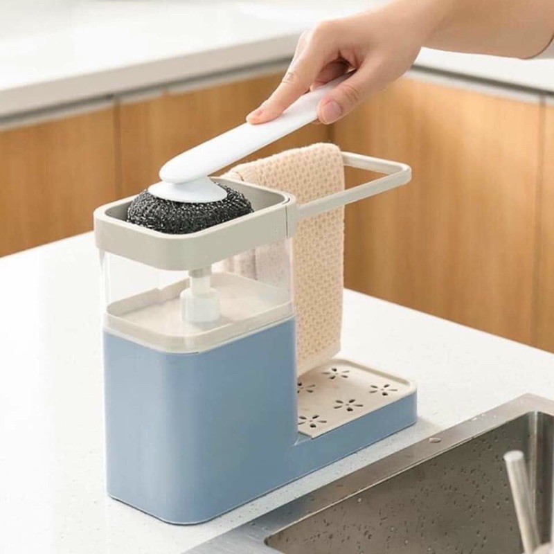 Hộp Đựng Nước Rửa Chén Tự Động Tạo Bọt 3in1 tặng kèm khăn lau