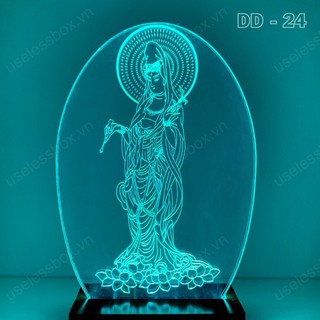Đèn led 3D hình Phật - Quan Âm Bồ Tát đứng - [16 màu DD24]