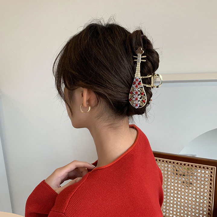 Kẹp Tóc Càng Cua Đính Đá Ngọc Trai Phong Cách Trung Hoa Cổ Điển Sang Trọng Thời Trang Cho Nữ