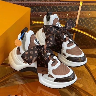 Giày lv white brown nơ lai au sc