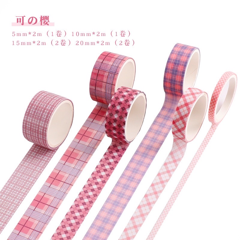 Set 6 Cuộn Washi Tape Họa Tiết Kẻ Caro