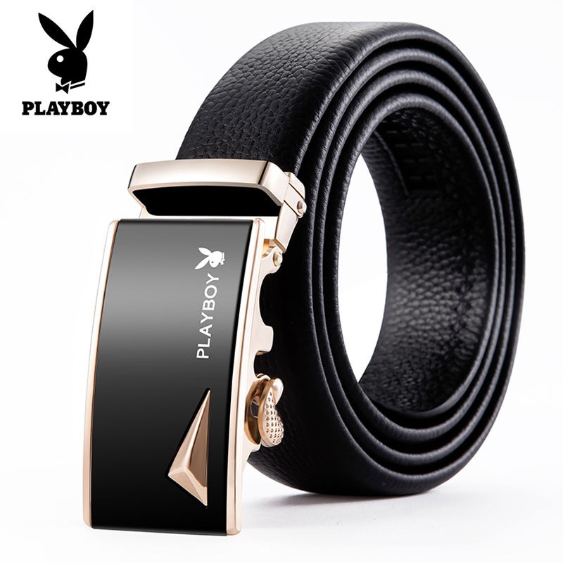 ♈Playboy [Leather] Thắt lưng nam da bò Khóa tự động Hàn Quốc Thường kinh doanh hợp thời trang <