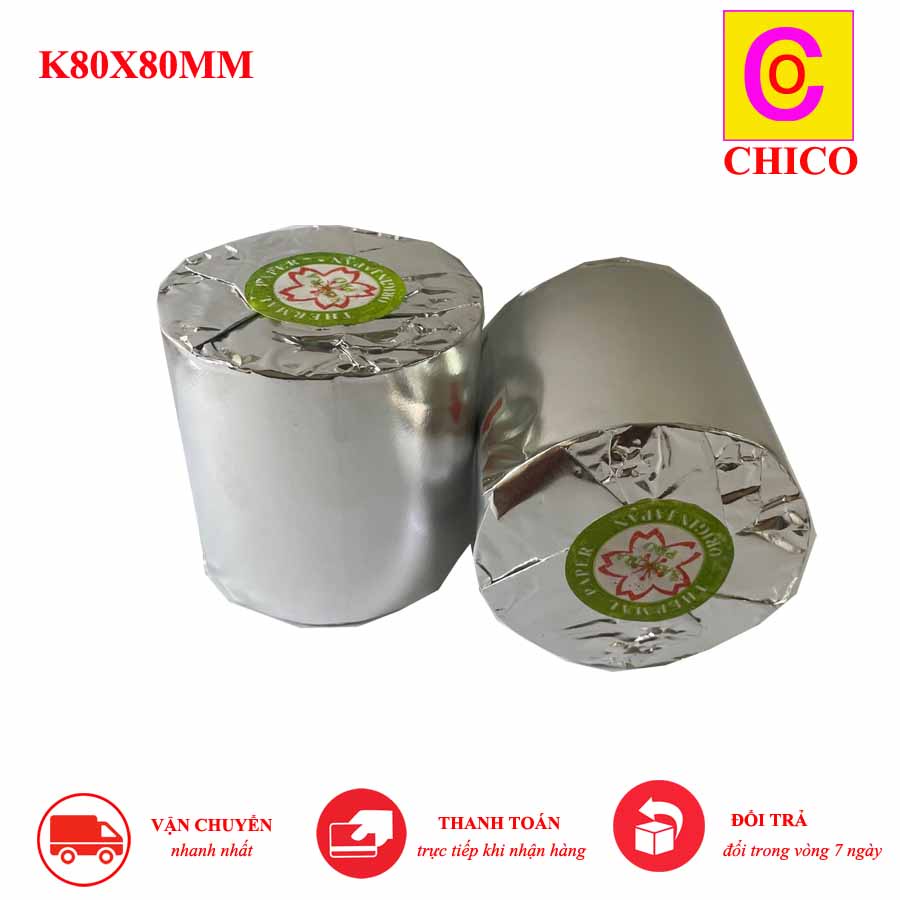 Giấy In Bill K80 - Giấy In Nhiệt K80 Đường Kính 80mm Cuộn giấy in Ocha, in nhiệt, in bill K80x80