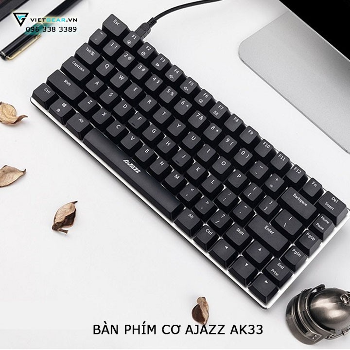 Bàn phím cơ Ajazz AK33 màu đen, led đơn màu trắng