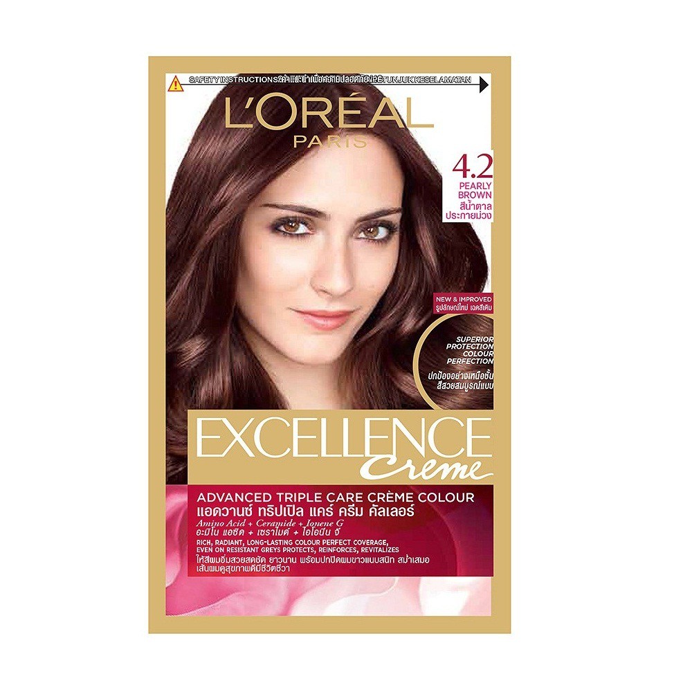 Thuốc nhuộm #4.2 tóc Loreal Excellence Creme (Nâu Ánh Tím) 100% chính hãng, vov cung cấp & bảo trợ.