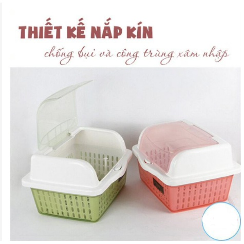 Rổ úp bát có nắp Việt Nhật, Kệ úp chén bát nhà bếp MS:5568