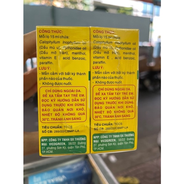 [COMBO 10 CHAI MÙ U] DẦU MÙ U VICOGREEN VITAMIN E, MỠ TRĂN